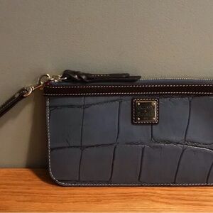 Dooney & Bourke Navy Croc Embossed Wristlet